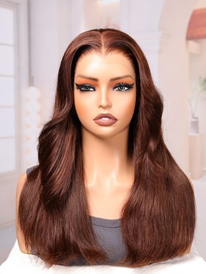 Lwigs Most-Fit Cap M-Shape Pre-Plucked Realistic Hairline Brown Silky Straight 11x6 Skinlike HD Lace Frontal Wigs UD19