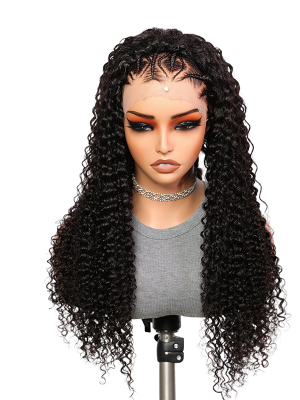 Lwigs Most-Fit 3 In 1 Half Wig Spanish Curl Quick Install Flip Over Curly Human Hair Wigs With Draw-string UD08