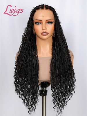 2025 New Arrivials 26 Inches Real Skinlike HD Full Lace Wigs Invisible Drawstring Cap Human Hair Knotless Braided Wig Lwigs723