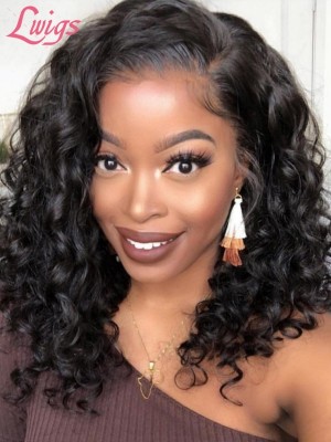 Invisible HD Dream Lace Wig Short Deep Wave Lace Frontal Wigs Pre Plucked Hairline Single Knots Bleached Virgin Human Hair Wig Lwigs329