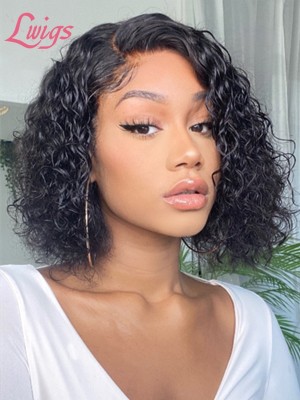 Invisible HD Lace Short Bob Style Deep Curly 100% Unprocessed Human Hair Lace Front Wig For Beginners Lwigs244