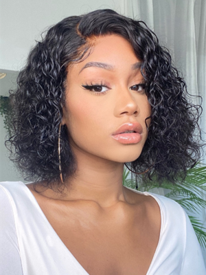 Invisible HD Lace Short Bob Style Deep Curly 100% Unprocessed Human Hair Lace Front Wig For Beginners Lwigs244