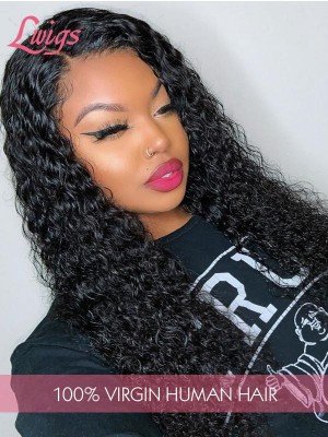 Kinky Curly 13x6 Lace Front Human Hair Wigs For Black Women Pre Plucked Brazilian Remy Hair Bleached Knots Lace Front Wigs LWigs49