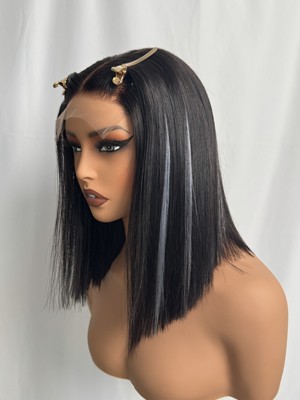Lwigs Bleached Knots Silky Straight Brazilian Human Hair Short Bob Dress-up 5x5 HD Lace Closure Wigs Pre Plucked Hairline Lwigs719