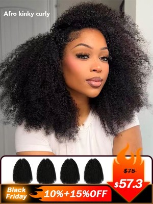 Lwigs Lightweight Afro Kinky Curly Knotless Beginner Friendly Pre-Separated Feather Crochet Human Hair Extensions UD34