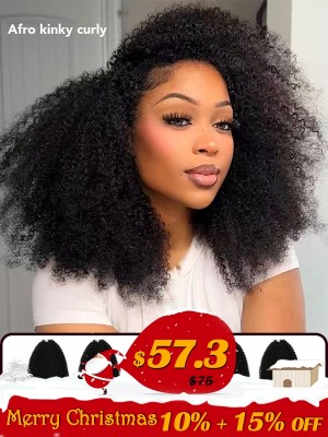 Lwigs Lightweight Afro Kinky Curly Knotless Beginner Friendly Pre-Separated Feather Crochet Human Hair Extensions UD34