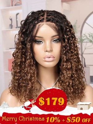 Lwigs 2025 Black Friday Special Most-Fit Cap #1B/#30 Ombre Color Boho Braided Wig Tiny Knots 5x5 HD Lace Closure Top Braids Wigs UD30