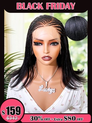 Lwigs 2025 Black Friday Special Pre-Braided 12 Inches Easy Install Yaki Straight 220% Density Skin Melted HD Lace 13x6 Frontal Braided Wigs UD31