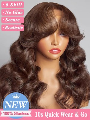 Lwigs 10s Install Brown Color Bleached Single Knots Wavy Human Hair Wear & Go Wig 5x5 Closure Glueless Lace Wigs Lwigs126