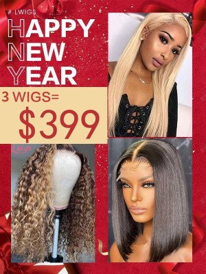 Lwigs 2022 New Year Sale Pay 1 Get 3 New Arrvial $399 Get 3 Wigs Undetectable Lace Front Wig NY102