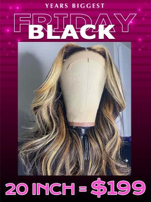 Lwigs 2024 Black Friday Special Offer HD Lace Highlight Color Body Wave 13x4 Lace Front Wigs With Pre-plucked Hairline BZH03