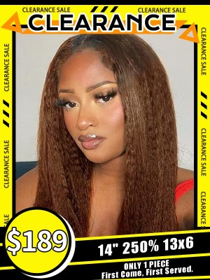 Lwigs 2023 Clearance Sale Ombre Color 250% Density Bleached Knots Brazilian Human Hair HD Kinky Straight 13x6 Lace Front Wig TH01