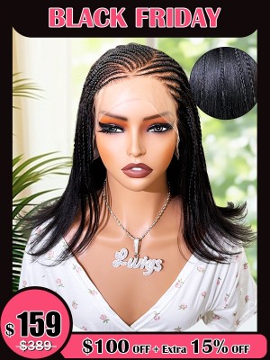 Lwigs 2025 Black Friday Special Pre-Braided 12 Inches Easy Install Yaki Straght 220% Density Skin Melted HD Lace 13x6 Frontal Braided Wigs UD31