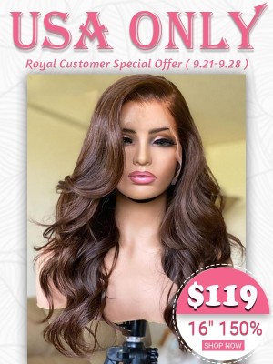 Lwigs 7 Days Sale Brown Color Bleached Knots Side Part Body Wave Wig Affordable Transparent Lace 13x4 Frontal Wig SP06