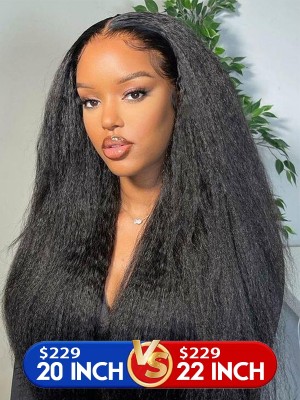 Lwigs Add Length Not Add Price Sale Brazilian Human Hair 20 inch & 22 Inch Kinky Straight 13x6 Lace Front Wigs AD01