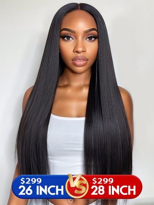 Lwigs Add Length Not Add Price Sale Pre-Bleached Single Knots 26 Inch & 28 Inch Silky Straight 13x4 HD Lace Front Wigs AD07