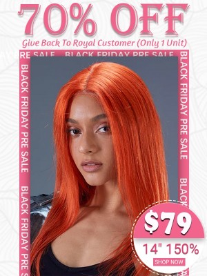 Lwigs Black Friday Affordable Orange Color Wigs Human Hair 13x4 Transparent Lace Front Wig Straight Wig Middle Part With Baby Hair SD06