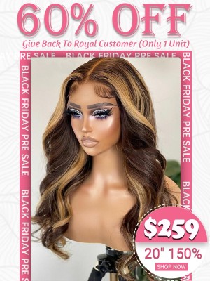 Lwigs Black Friday Special Offer Body Wave Hairstyles 13x6 Front Lace Wig Bleached Knots Highlight Middle Part Human Brazilian Hair SD09