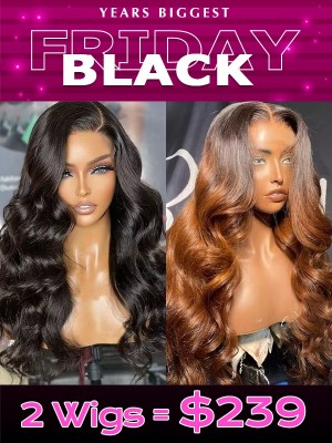 Lwigs Black Friday Special Offer Group Sale Pay 1 Get 2 Bleached Knots Natural & Ombre Color Body Wave Closure Wigs BZH01