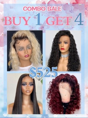 Lwigs Buy 1 Get 4 Combo Sale Brazilian Human Hair #613 Blonde Color Undetectable Swiss Lace Front Wigs Special Price CS04