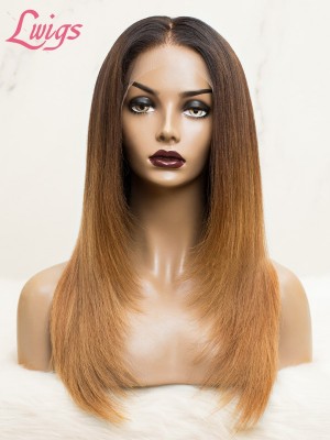 Lwigs Custom Wig Units Layer Cut Brown to Blonde Ombre Color Full Lace Wig Human Hair HD Lace Custom03