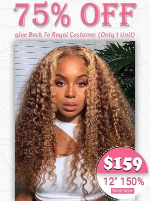 Lwigs Flash Sale 12 Inches Short Curly 150% Density Highlight Color 8x6 Glueless Wig Affordable Brazilian Human Hair RS01