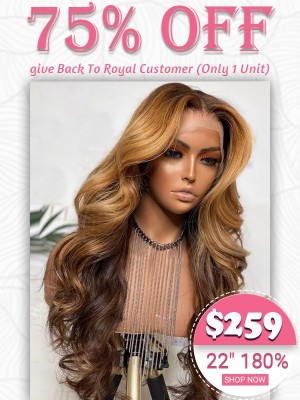 Lwigs Flash Sale 22 Inches Highlight Color 180% Density Human Hair HD Swiss Lace Body Wave 13x4 Lace Front Wig RS06