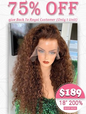 Lwigs Flash Sale Brown Color Curly Hairstyle 18 Inches 200% Density Pre-plucked Hairline 13x4 HD Lace Front Wig RS03