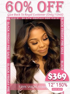 Lwigs Glueless HD Lace Wigs Human Hair 4x4 Silk Top Full Lace Wig Small Head Friendly 20 Cap Size Highlight Wig Body Wave SD08