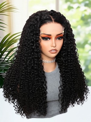 Lwigs Most-Fit 3 In 1 Half Wig Spanish Curl Quick Install Flip Over Curly Human Hair Wigs With Draw-string UD08