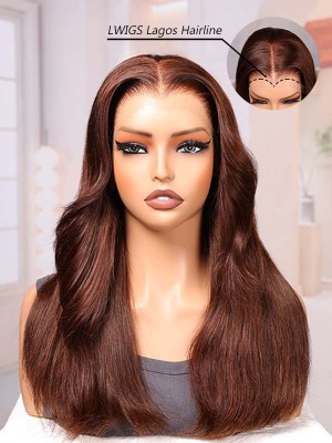 Lwigs Most-Fit Cap M-Shape Pre-Plucked Realistic Hairline Brown Silky Straight 11x6 Skinlike HD Lace Frontal Wigs UD19