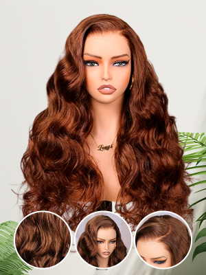 Lwigs Most-Fit Cap Sellers Recommend Chocolate Brown #4A Body Wave Versatile Styling Free-Part 11x6 HD Lace Frontal Wigs UD14