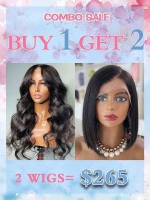 Lwigs Mother's Day Flash Sale Buy 1 Get 1 Free Virgin Human Hair HD Dream Lace Wigs Brazilian 44 Closure Wig CS01