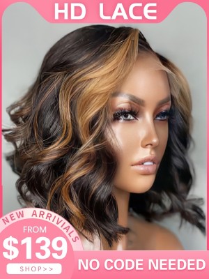 Lwigs New-in 150% Density Undetectable HD Lace Body Wave 13x4 Lace Front Wig HIghlight Color Human Hair Wigs NEW31
