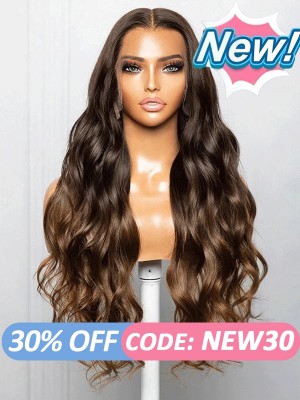 Lwigs New-in Ombre Colored Wigs Pre Plucked HD Transparent Lace Human Hair Middle Part Body Wave 360 Lace Wigs NEW35