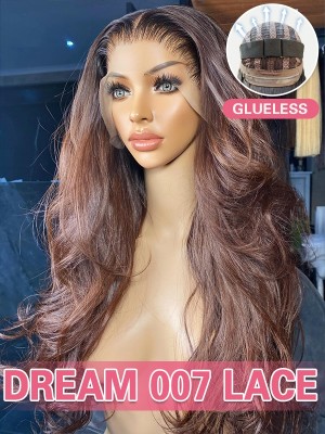 Lwigs New Arrivals Bleached Knots Upgrade 7x6 Dream Lace Ombre Brown Color Body Wave Human Hair Ready & Go Wig PR16