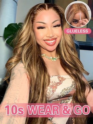 Lwigs New Arrivals Brown Color With Blonde Highlights Body Wave Dream 007 Lace 8x6 Rear And Go Glueless Lace Wig PR21