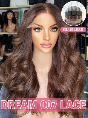 Lwigs New Arrivals Wear And Go Dream 007 Lace Real Scalp Look Beginner Friendly Brown Color Body Wave 7x6 Glueless Wigs PR14