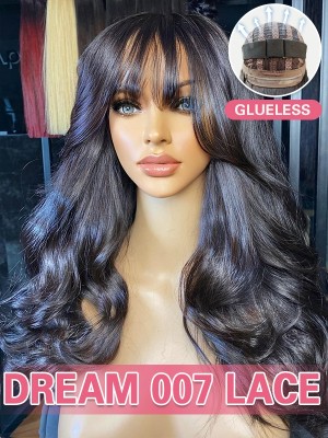 Lwigs New Arrivals Wear Go Dream 007 Lace Beginner Friendly 100% Human Hair Glueless Wig Body Wave With Bangs PR15