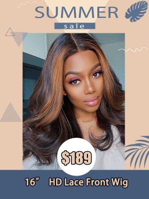 Lwigs Summer Sale 13*6 HD Lace Front Wig Ombre Brown Brazilian Virgin Human Hair Highlight Color Wavy Hair SS01