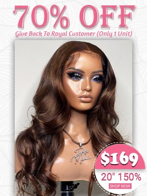 Lwigs Super Deals #3 Dark Brown Hair Color 20 Inch Body Wave Human Hair Wigs For Women Full Lace Wig SD01