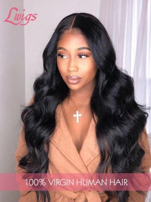 HD Lace Virgin Hair Pre-Plucked Natural Hairline Wavy Wig With Baby Hair 360 Lace Wig Lwigs201
