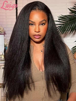 Natural Color Wig For Sale Kinky Straight 100% Human Hair High Yaki Glueless Install Undetectable HD Full Lace Wig Lwigs80