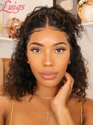 New Arrival Undetectable Dream Swiss Lace Curly Short Bob 360 Lace Frontal Wig Pre-bleached Knots Lwigs247