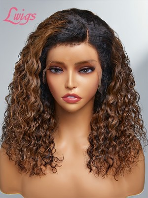 NEW Arrivial 4C Edges Ombre Brown Deep Wave 13x4 Undetectable Lace Front Wig With Mother-Growth Curly Baby Hair Hairline Lwigs41