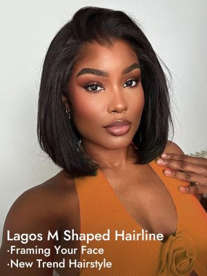 New Fashion Trendy Lagos M Shape Hairline Widows Peak Silky Straight Undectable HD Lace 13x6 Front Wigs LW512