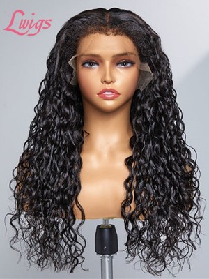 NEW Realistic Curly 4C Edges Free Parting 13x4 Water Wave Undetectable Lace Front Wig With Mother-Growth Curly Hairline Lwigs44