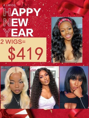 Lwigs 2022 New Year Deal Pay 1 Get 4 Human Virgin Hair Pre-bleached And Pre-plucked Lace Front Wigs NY104