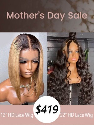 Pay 1 Get 2 Wigs 13x6 HD Lace Wigs Loose Wave Texture Ombre Bob Silky Virgin Hair MD10