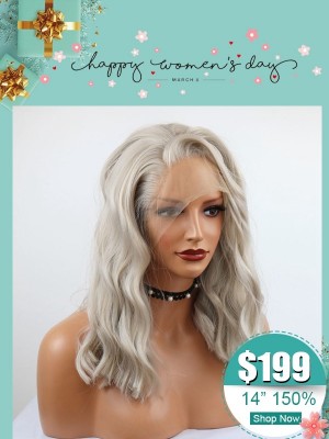 $199 Sex Women's Ash Grey Blonde Color Frontal Lace Wig Pre Plucked Hairline Brazlian Virgin Human Hair Swiss Lace Wigs WD05